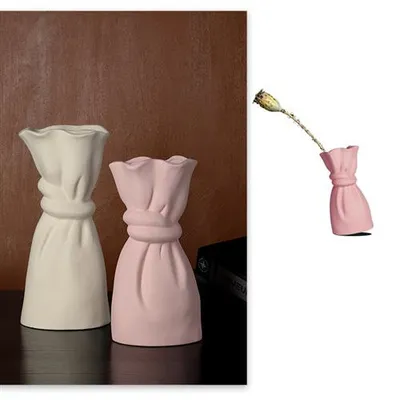 Cloth Bag Ceramic Dry Vase Creative Retro Craft