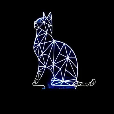 Colorful acrylic cat night light