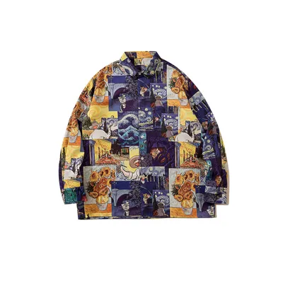 Unisex Versatile Lapel Loose Slouchy Shirt