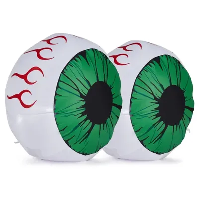 2 Packs Halloween Inflatables Large Set Of Lighted Eyes Decoration, 3FT Blow Ups Green Eyes For Yard, Inflatable Halloween Decor Outdoor With LEDs Party Supplies Blow Up Decoration For Indoor Outdoor