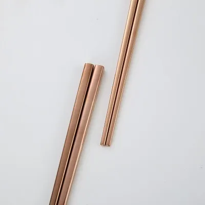Stainless Steel Tableware Square Chopsticks Metal Plated Custom Gift Square