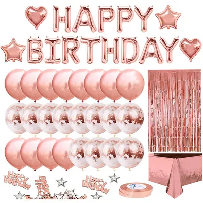 Birthday Party Supplies 2m Rose Gold Rain Silk Tablecloth Decoration Set