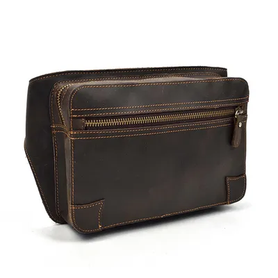 Leather Retro Men's Crazy Horse Skin Waist Bag