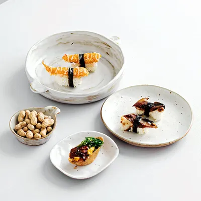 Japanese Style Rough Pottery Shaped Antique Dishes