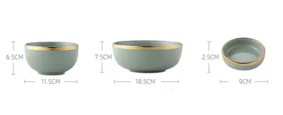 Light Luxury Rice Bowl Large Ceramic Plate Tableware Set Household