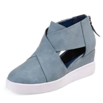 New style zipper wedge women's shoes
