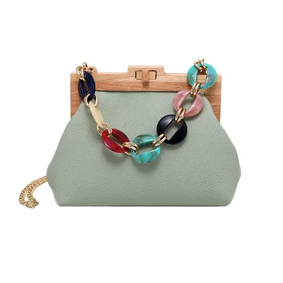 Colorful disc acrylic chain women's shoulder bag