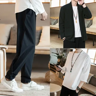 Spring Jacket Retro Cotton And Linen Cardigan Jacket Men's Plus Size Windbreaker