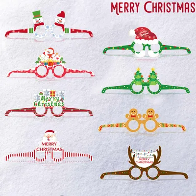 Christmas Children's Paper Glasses Party Decoration Supplies