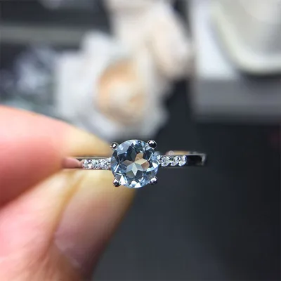Women's natural aquamarine ring