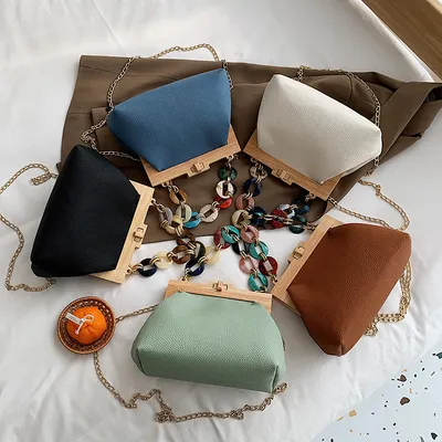 Colorful disc acrylic chain women's shoulder bag