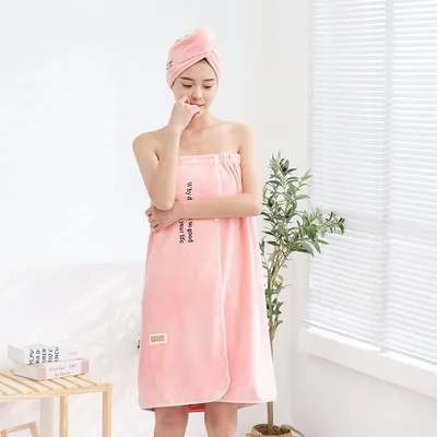 Ladies Home Embroidered Quick-drying Bath Dress