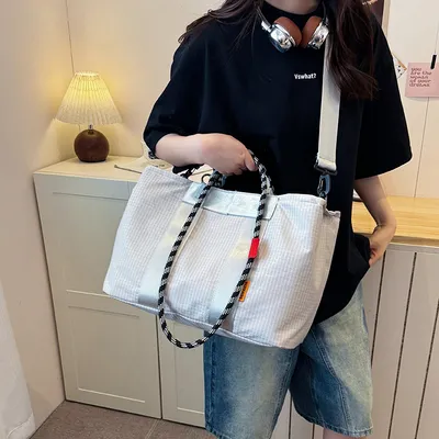 حقيبة تسوق كبيرة السعة بنمط شبكي