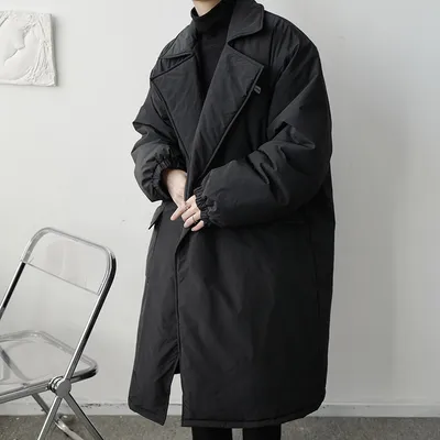 Dark Oversized Suit Over-the-Knee Mid-Length Coat