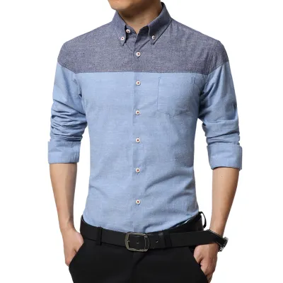 Men's long sleeve shirt with button collar