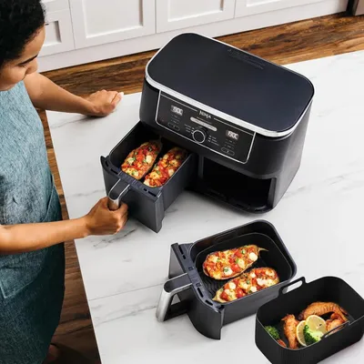 2x Air Fryer Silicone Pot Rectangle Baking Tray Basket Liners Insert Dish
