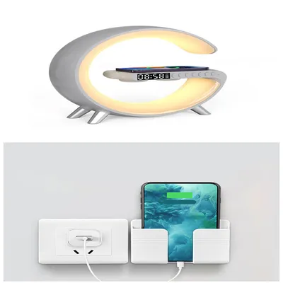 New Intelligent G Shaped LED Lamp Bluetooth Speake Wireless Charger Atmosphere Lamp App Control For Bedroom Home Decor
