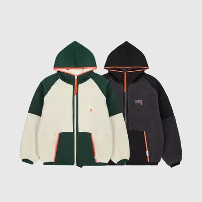 Thickened Lamb Wool High Neck Hooded Zipper Coat Jacket