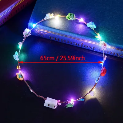 10-20 طوق شعر مزين بأزهار مضيئة بتقنية LED، تاج، إكليل، مناسب لحفلات الزفاف وأعياد الميلاد