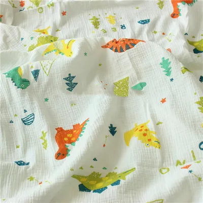 Home Fashion Fabric Double Cotton Crepe Dinosaur