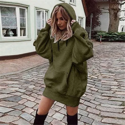 Women's hooded loose long sleeve thick sweater