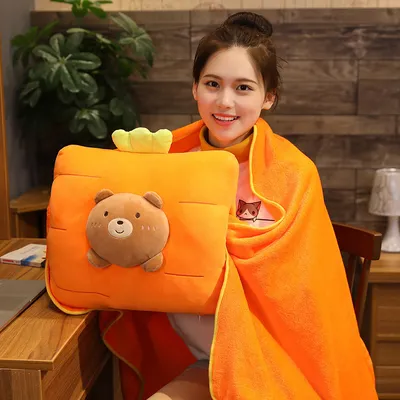 Cute Cartoon Fruit Dinosaur Plush Pillow Blanket Three In One