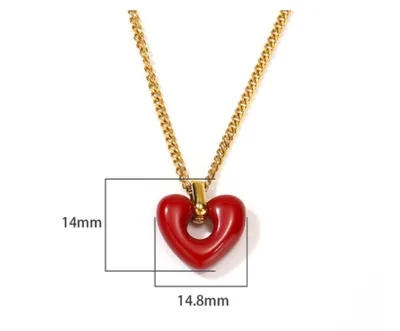 Heart-shaped Red Agate Pendant Women