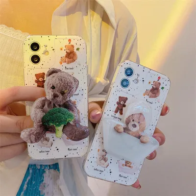 Camo Dots Bear Stand Phone Case