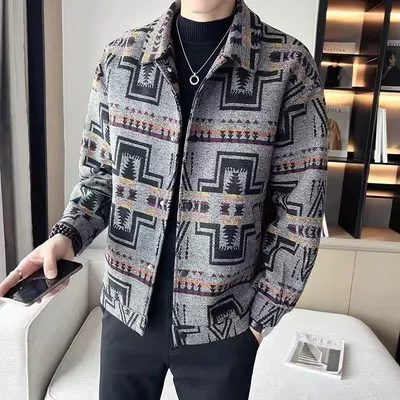 Men's Large Size Casual Retro Woolen Coat