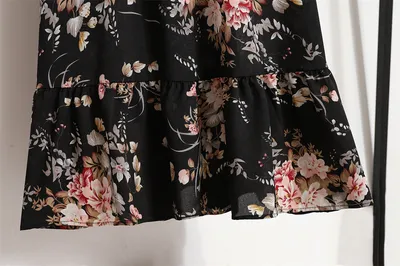 Women's Round Neck Long Sleeve Pullover Floral Dress