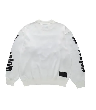 Cotton English Heart Dissolving Printing Foaming Sweater Pullover Knitwear