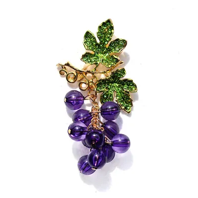 Fruit Brooch Grape String Rhinestones Plant Corsage Banquet Dress