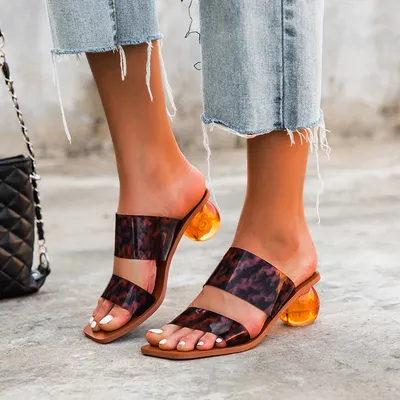 Women's high heel sandals with thick heel
