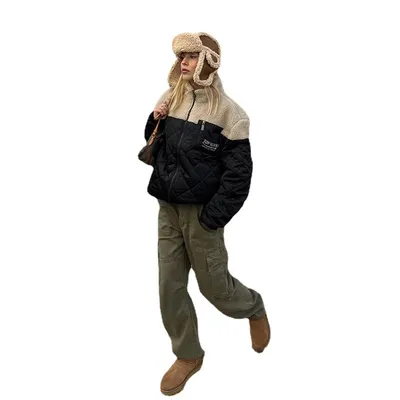 Women's Solid Color Loose Street Fashion Stand Collar Jacket
