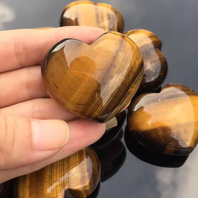 Tiger's Eye Stone Heart Shaped Semi-finished Craft