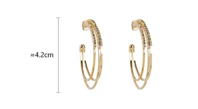 Silver Needle Exaggerated Full Diamond Geometric Circle Earrings Temperament