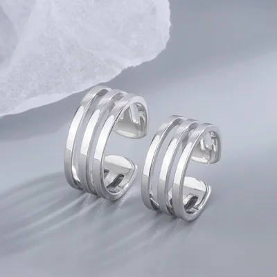 S925 Silver Jewelry Three-line Women's Ring Retro Simple All-matching Couple Style