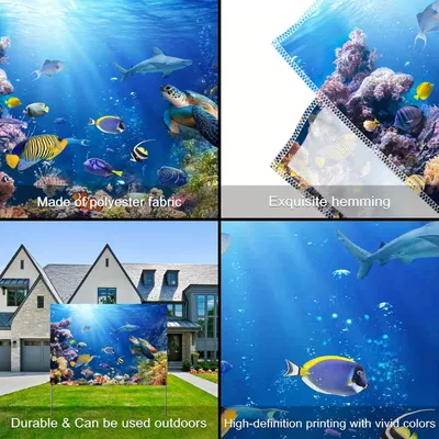 خلفية واحدة مقاس 10×8 قدم بتصميم نابض بالحياة لمشهد تحت الماء. مصنوعة من البوليستر المتين، وهي ديكور مستوحى من المحيط، ومناسبة لجلسات التصوير في الحفلات والمناسبات.