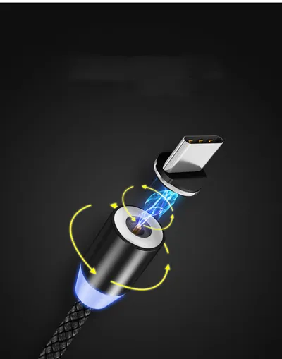 Compatible with Apple , Nylon Magnetic Data Cable For Apple Android Type-c Interface Three-in-one Round Head