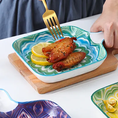 Nordic Creative Bakeware Ceramic Net Red Plate Household Tableware