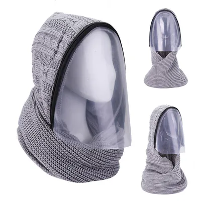 Outdoor Sports Headwear Scarves Transparent Hooded Sdult Hat Winter Scarf Warm Full Face Scarf Cycling Scarves Full Face Mask