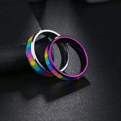 Men's Titanium Steel Rainbow Flag Ring