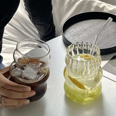 INS Wind Fat Dudu Glass Cup With Straw Large Capacity