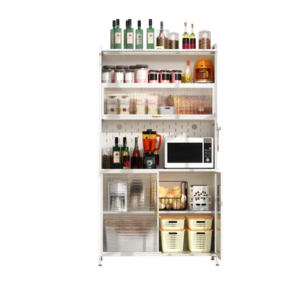 73'' Tall Kitchen Pantry Cabinet , 6 Level Flip Door With Pegboard Metal Pantry Storage Cabinet, Anti-Tip Design Hutch For Kitchen, Dining Room, Living Room White