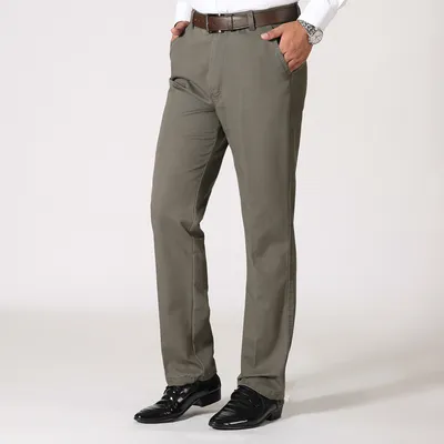 Men's cotton casual straight-leg cargo trousers