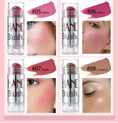 Cheek Blusher Shimmer Blush Stick Face Makeup Highlighter Bronzer Contour Cream Long-lasting Facial Make Up Cosmetics
