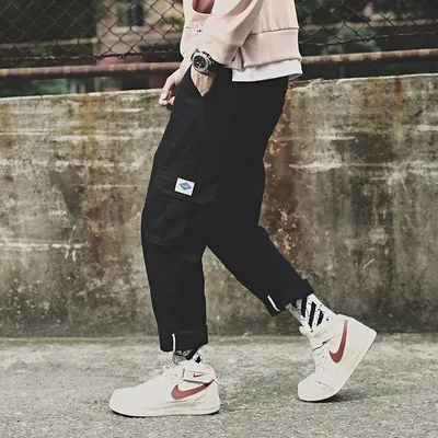 Men's Trousers Overalls Plus Size Cropped Trousers Casual Pants Men's Small Feet Long Pants