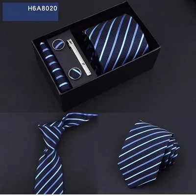 Business 8cm Striped Blue Black Tie