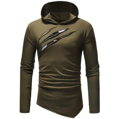 Colorblock Men's Casual Slim Hooded Long-sleeved T-shirt