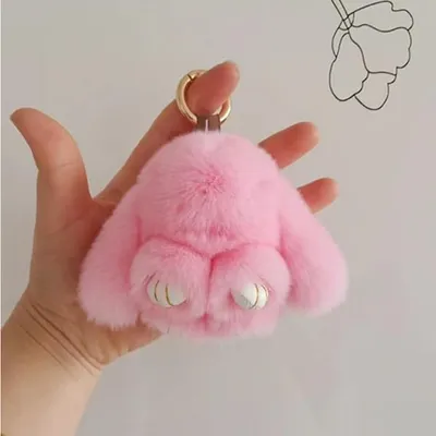 Soft Bunny PomPom,Cute Plush Rabbit Keychain, Ideal For Bags, Keys, Car Mirrors & Phones